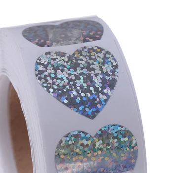 

500 Pcs Laser Hart Briefpapier Stickers 1 ''Ronde Papieren Stickers Scrapbooking Party Handgemaakte Seal Label Stickers