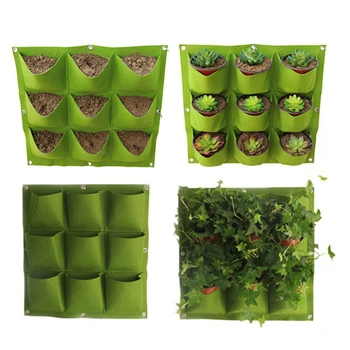 

9/18 Pockets Wall Hanging Planting Bags Green Grow Bag Planter Vertical Garden Vegetable Living Garden Bag Home Supplies