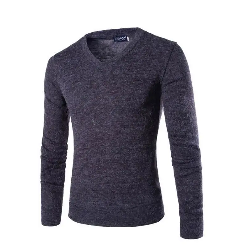 Свитер с v-образным вырезом, Стильный вязаный мужской свитер с длинным рукавом, мужские однотонные свитера, пуловер, 7 цветов