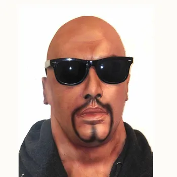 

Real Male Mask Artificial Man Latex Mask Hood Overhead Wigs beard Human Disguise Prank Halloween costume realistic silicone