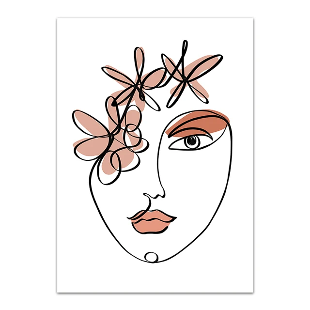 Boho Poster Print Line Face Color Abstract Art Poster Rainbow Sun Flower Canvas Painting Pictures For Living Room Wall Art Decor Painting Calligraphy Aliexpress