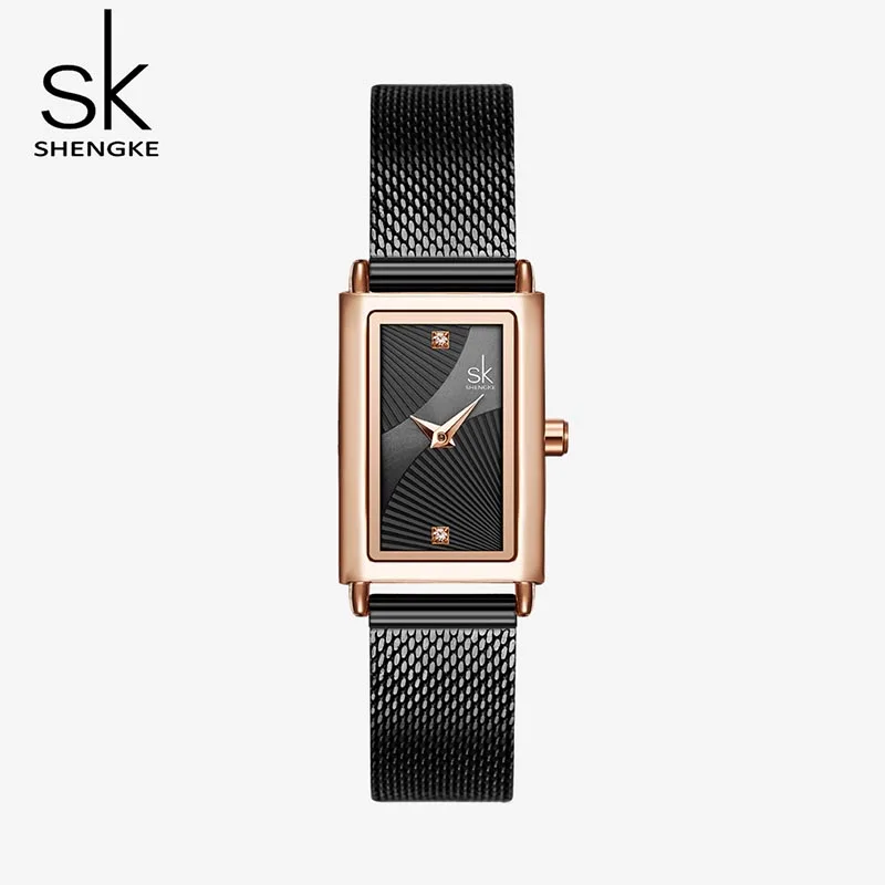 Relojes de mujer moda Shengke reloj de mujer marca de lujo rectángulo cuarzo oro reloj de pulsera regalos de lujo para mujer