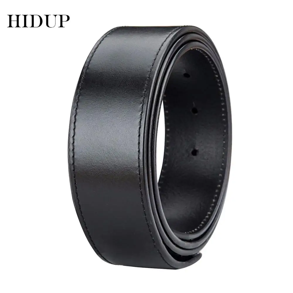 

HIDUP Top Quality Cowhide Leather Belt Pin Slide Style Cow Skin Styles Belts 3.3cm Width Belts Strap Only Without Buckle NWJ632