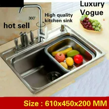 Tangwu Высокое качество модная пищевая 304 кухонная раковина из нержавеющей стали большой однослотовый 610x450x200 мм