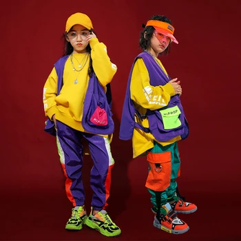 

Kids Jazz Dance Costume Fashion Girls Boys Hip Hop Street Dance Performance Clothes Practice Dance Wear Stage Rave Outfit DC2866
