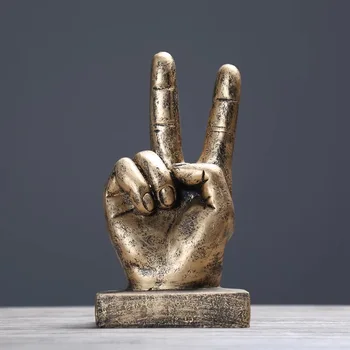 

retro novelty finger V figure ornaments office living room deco victory resin crafts Bar Cafe Decorations