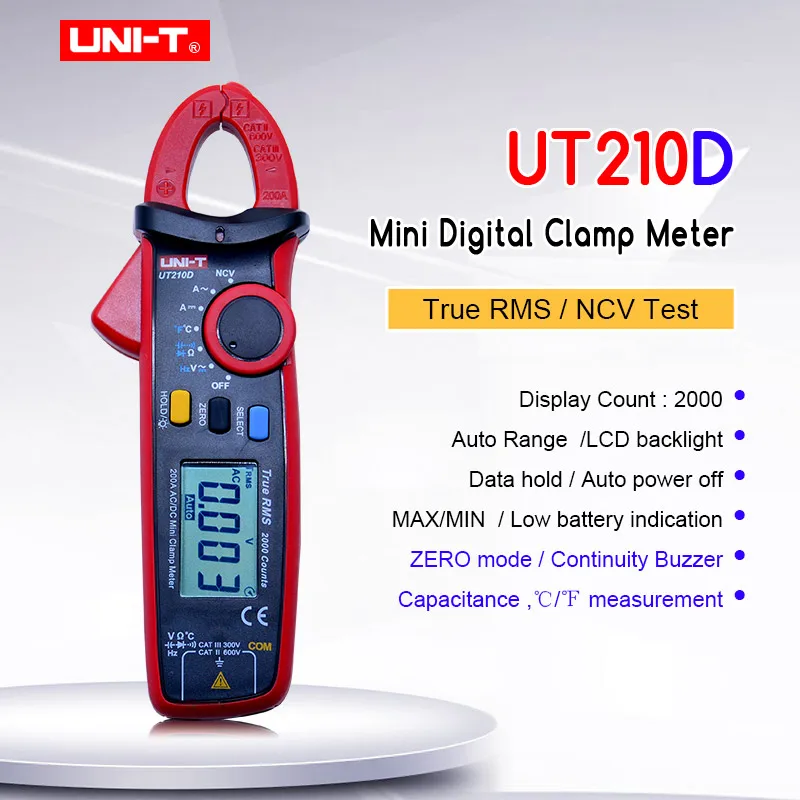 

UNI-T UT210D Digital Clamp Meters Multimeter True RMS AC/DC Current Capacitance Tester Digital Multimeter LCR Meter Megohmmeter