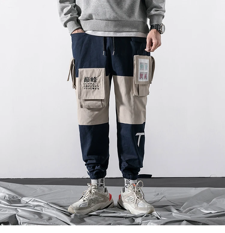 Высокое качество хлопок брюки карго осень зима мужские спортивные повседневные брюки мульти-карманные Рабочие свободные модные хип-хоп брюки для бега