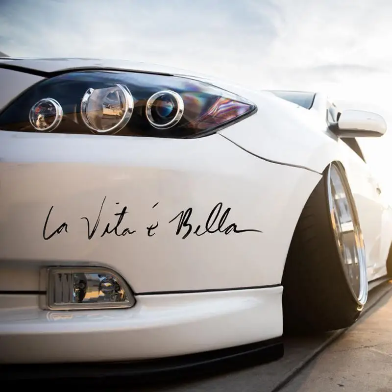 

Car Stickers La Vita e Bella Reflective Letters Decals Creative Full Body Car Head Styling Sticker