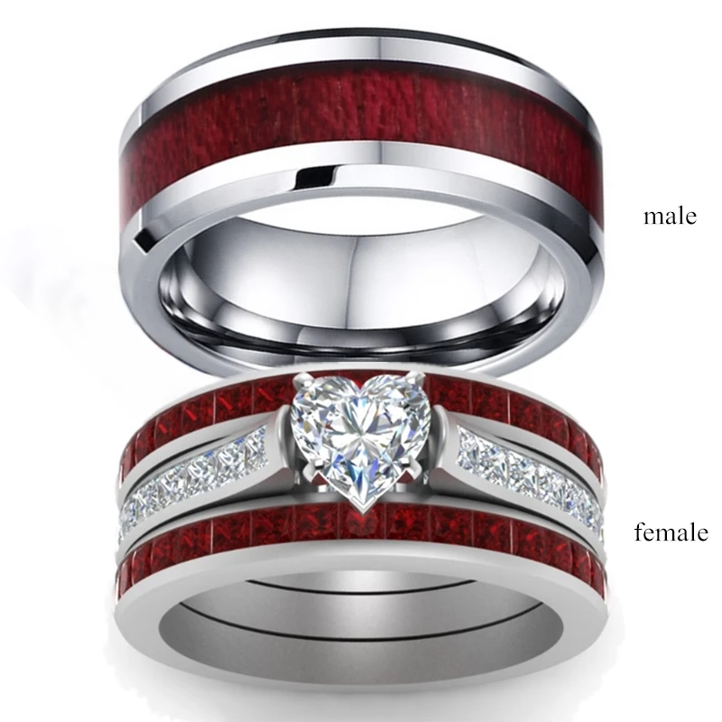 Anillo de compromiso de acero inoxidable para hombre y mujer, sortija elegante informal, color marrón y regalo de San Valentín, 2019|Anillos| - AliExpress