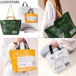 1 Pc Women Large Shopping Bag Waterproof Reusable Nylon Personalized Storage Handbag Shoulder Bag Reusable Grocery Bag