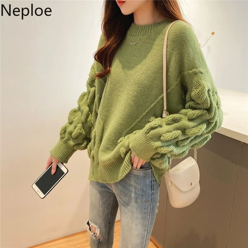 Neploe, свободный, необычный стиль, твист, вязаный, Pull Femme Hiver, толстый, круглый вырез, длинный рукав, теплый пуловер, свитер, Осень-зима, Sueter