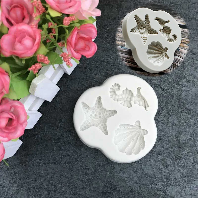 

Starfish Seashell Sea Horse Silicone Shells Fondant Cake Beach Mould Icing Mold