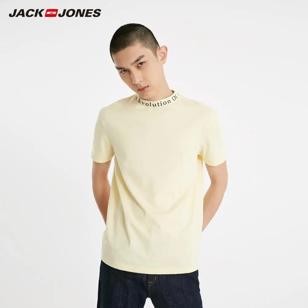Мужская футболка JackJones 100% хлопок с буквенным принтом круглым вырезом короткими