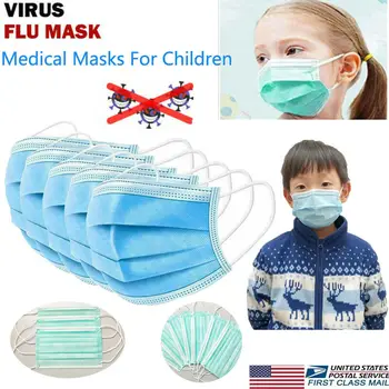 

50Pcs Children Kids Disposable Protective Three-Layers Anti Dust Face Shield Hot