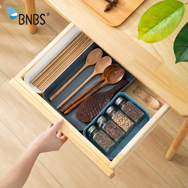 

BNBS Plastic Serving Cutlery Tray Storage Organizer For Cutlery Tray For Dawers Kitchen Digital Accessories cosmetics Drawer Box