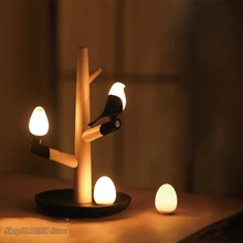 Китайский стиль Lucky Bird Ночная настольная лампа деревянная основа ntelligent датчик движения светильник для гостиной спальни Настольный светильник