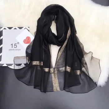

Neck Scarf For Women Print Hijab Scarfs Female Gray Square Shawls and Black