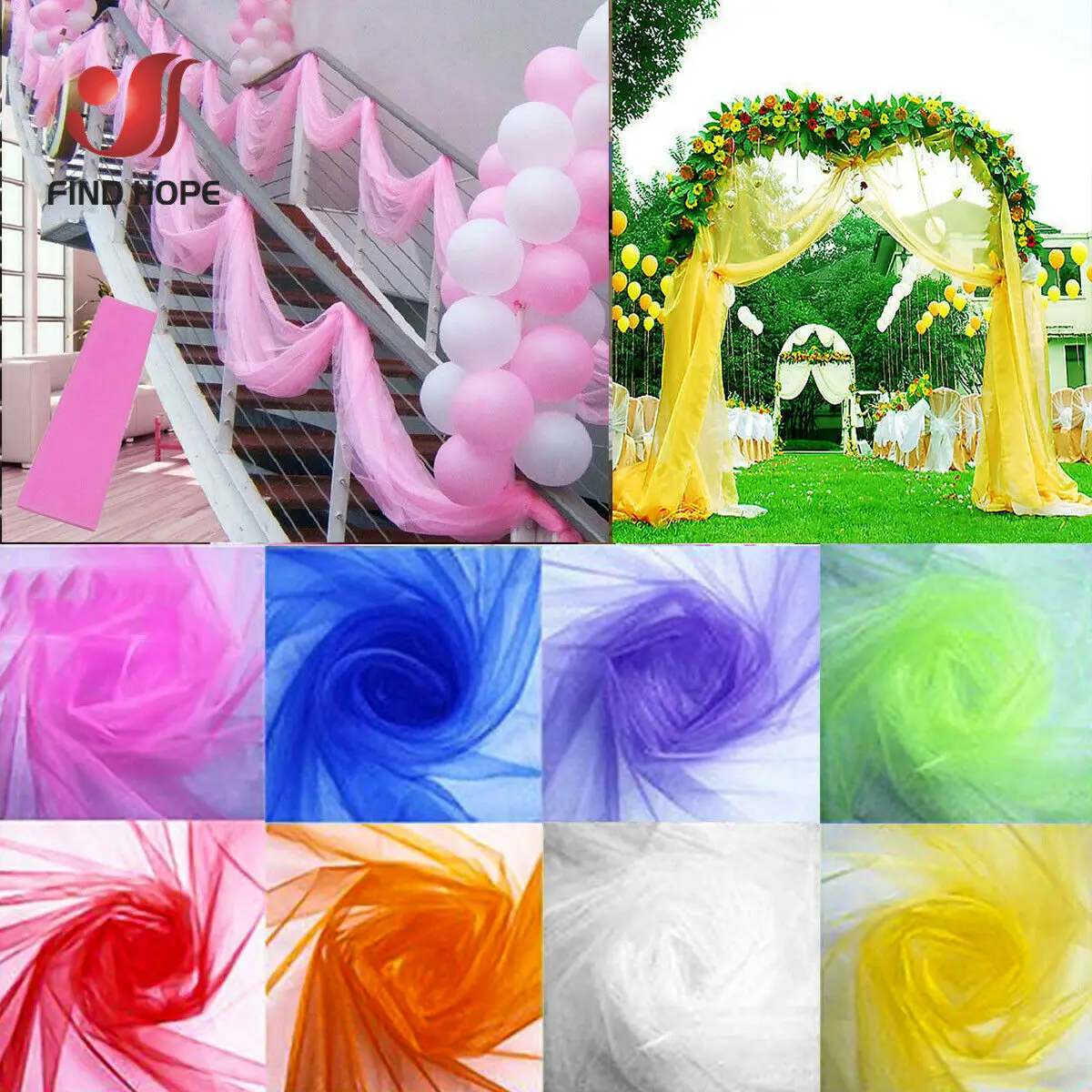 

5 Meter sheer crystal organza tulle fabric Material for wedding party decoration Draping Table Swags Chair Bows