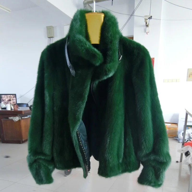 Мотоцикл модели норки пальто, меховые пальто 1009 - Цвет: Dark green