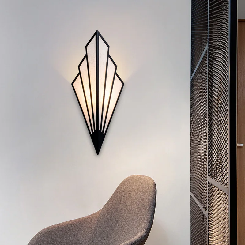 

Modern Iron Fabric Wall Lamp Black Gold LED Wall Light Bedroom Bedside lamp Sconce Corridor Living Room Kitchen Light Fixture