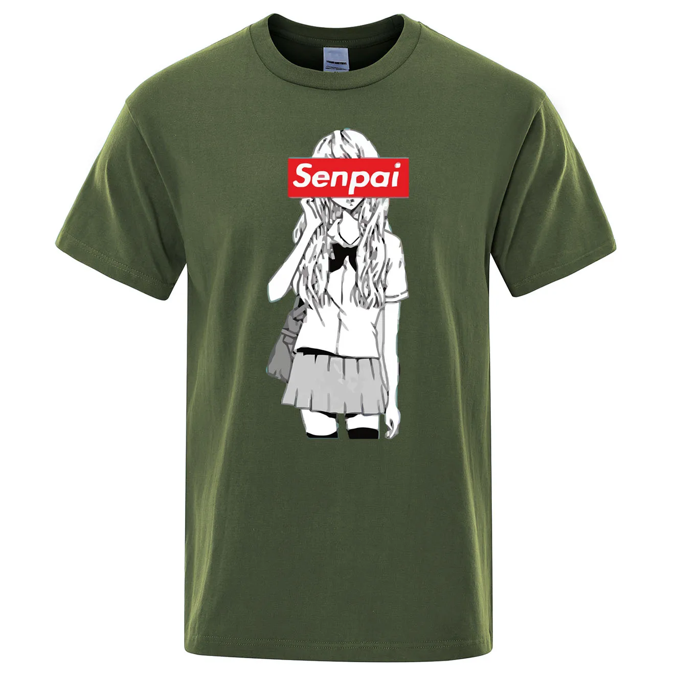 Senpai Anime Girl Nerdy Print T Shirt Summer Cotton Men's T-shirt Manga Streetwear Tee Tshirt Unisex Harajuku Clothes Tops Tees