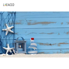 Laeacco деревянная доска фотографические фоны модель лодки Морская звезда пески море фотографии фоны на заказ ребенок для фотостудии