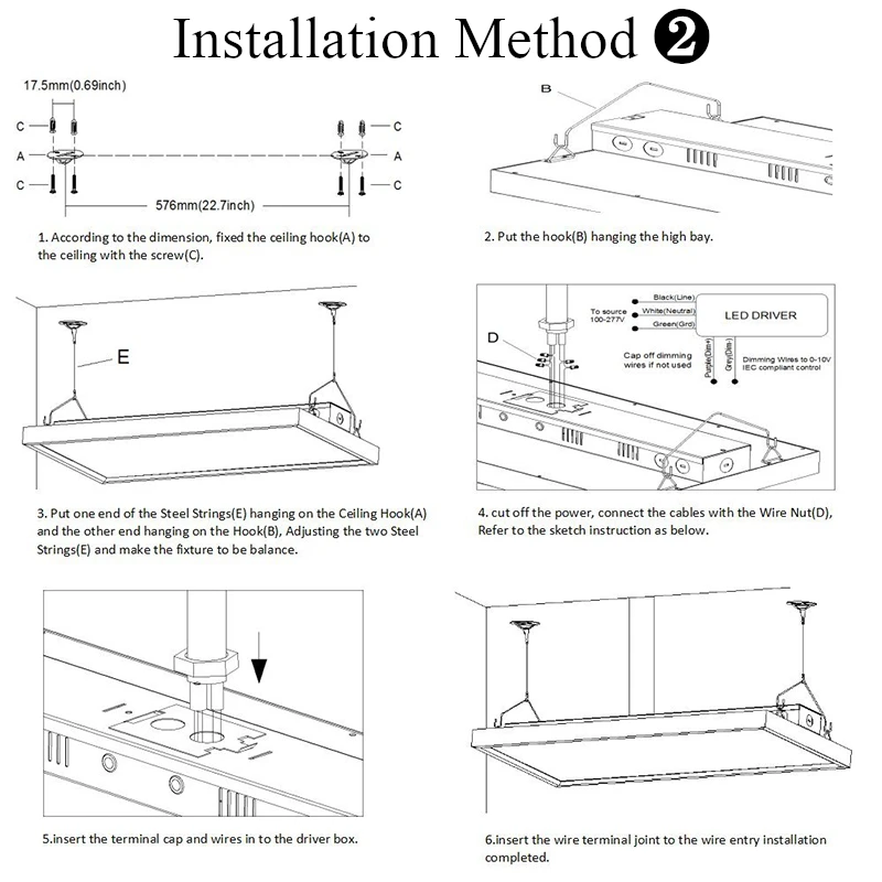 Newest 320W High Bay Linear Tri-proof Industrial Light 1-10V Dimmable Controal Lens117X32X8.5cm+Component Bag