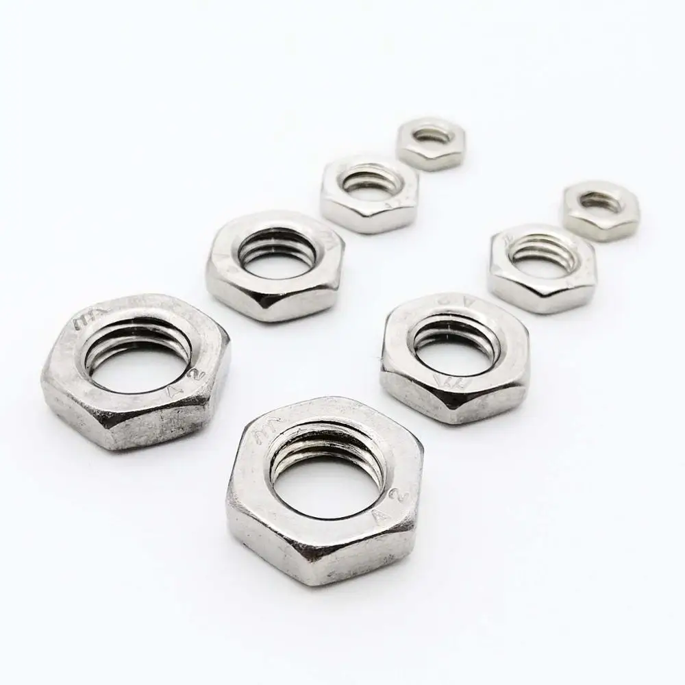 M3 M4 M5 M6 M8 M10 M12 Nuts 304 Stainless Steel Hex Thin Nuts - M3 M4 M5 M6 M8 M10 M12 Sizes (50pcs M6 Shown) 304 Stainless Hardware - Foto 5