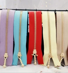 Set of 5 Gold Metal Zippers in Various Lengths for Sewing and Craft Projects (Mixed colors 3)