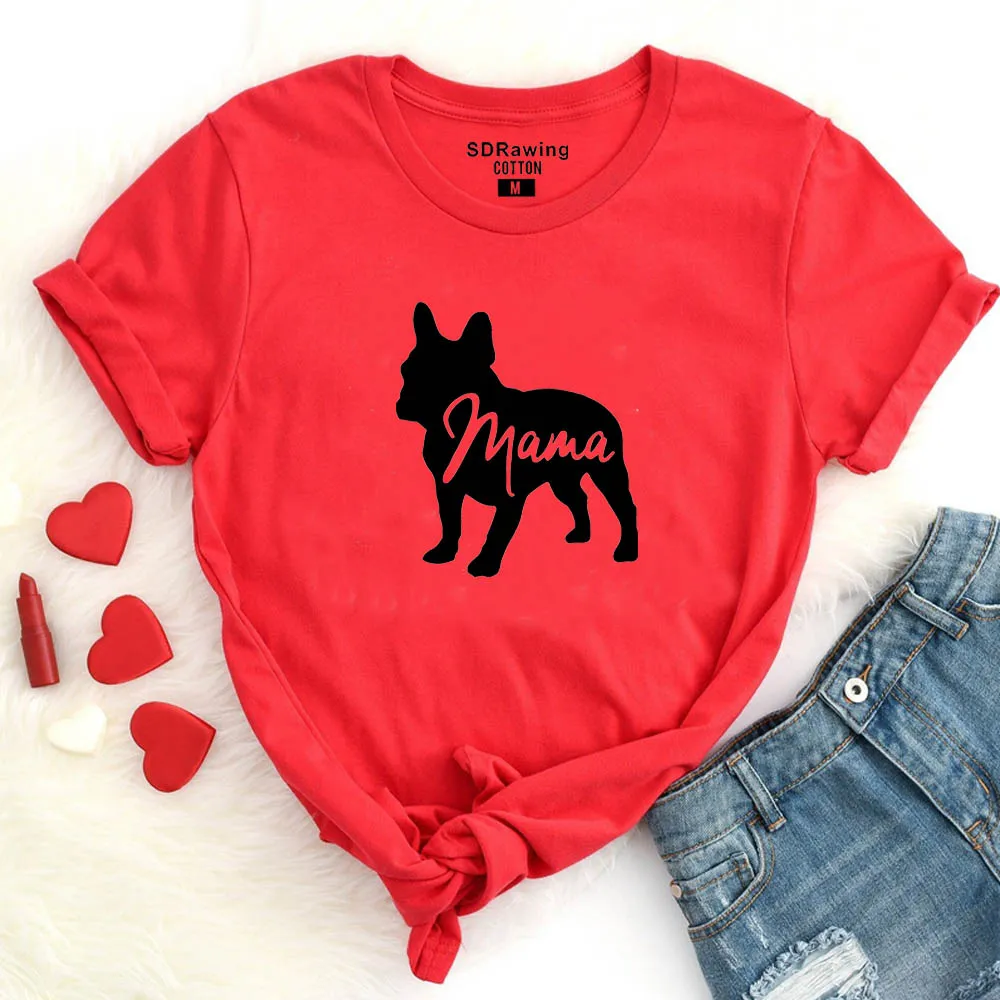Французская одежда для бульдога подарки для любителей собак для собачников футболка для собак мама футболка для питомцев любитель животных мама дамы футболки топы - Цвет: red