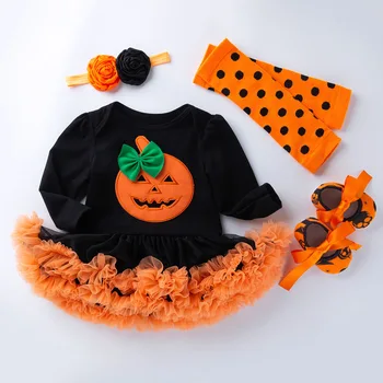 

Halloween Baby Girl Clothing for Kids Romper Cotton Long Sleeve Toddler Pumpkin Jumpsuit Tutu Dress Costumes 2020 Party Costumes
