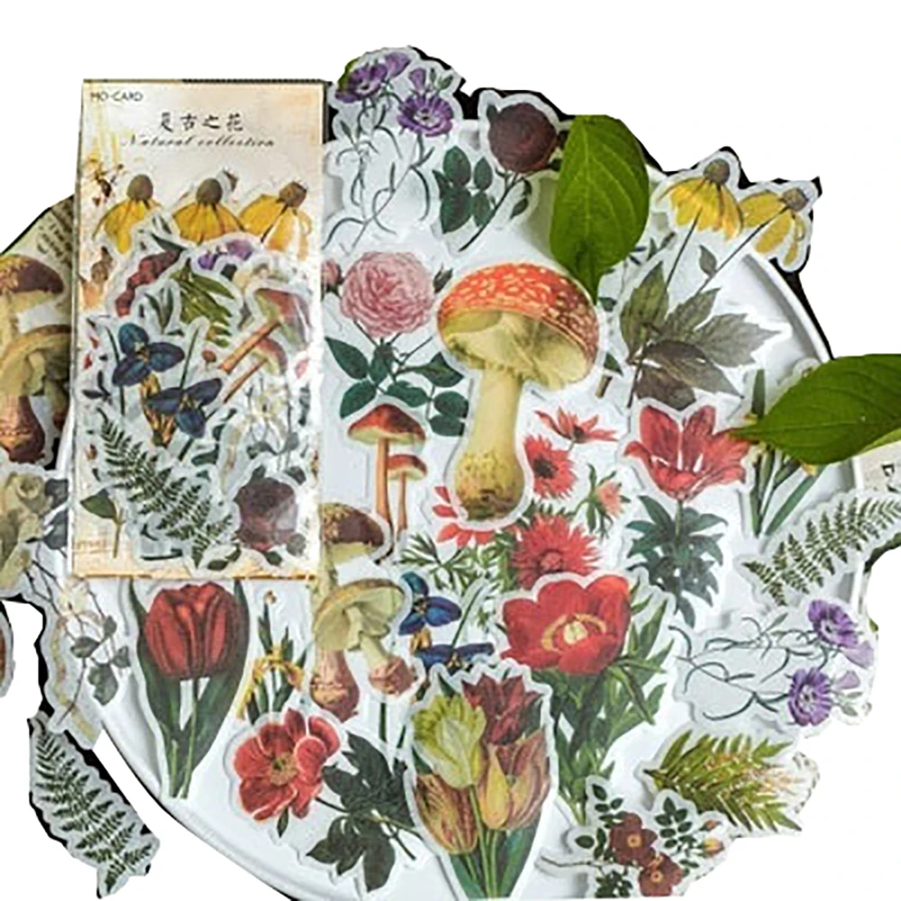 Lychee Life Nature Series Butterfly Foil Stickers Flower Leaves Sticker DIY Scrapbooking Hand Account Decorative Decals