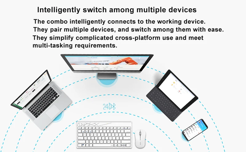 Rapoo 8000M многомодовая Бесшумная Беспроводная клавиатура мышь комбо Bluetooth 3,0& 4,0 RF 2,4G переключение между 3 устройствами