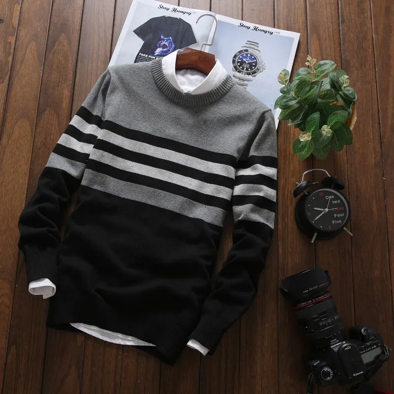 Suéteres de algodón con cuello redondo para hombre, Jersey de punto cálido, informal, de lana, talla grande 5XL, 2021