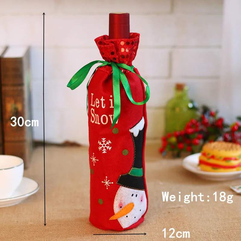 Новогодний Санта Клаус Снеговик бутылка вина пылезащитный чехол Noel Рождественское украшение для домашнего ужина Декор Украшение Рождественский подарок - Цвет: Red Snowman
