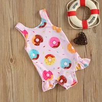 0-3Y Breathable Infant Newborn Girls One-piece Swimsuit, Summer Children Cute Crab/Donut Printing Sleeveless Swimwear Vacation 5