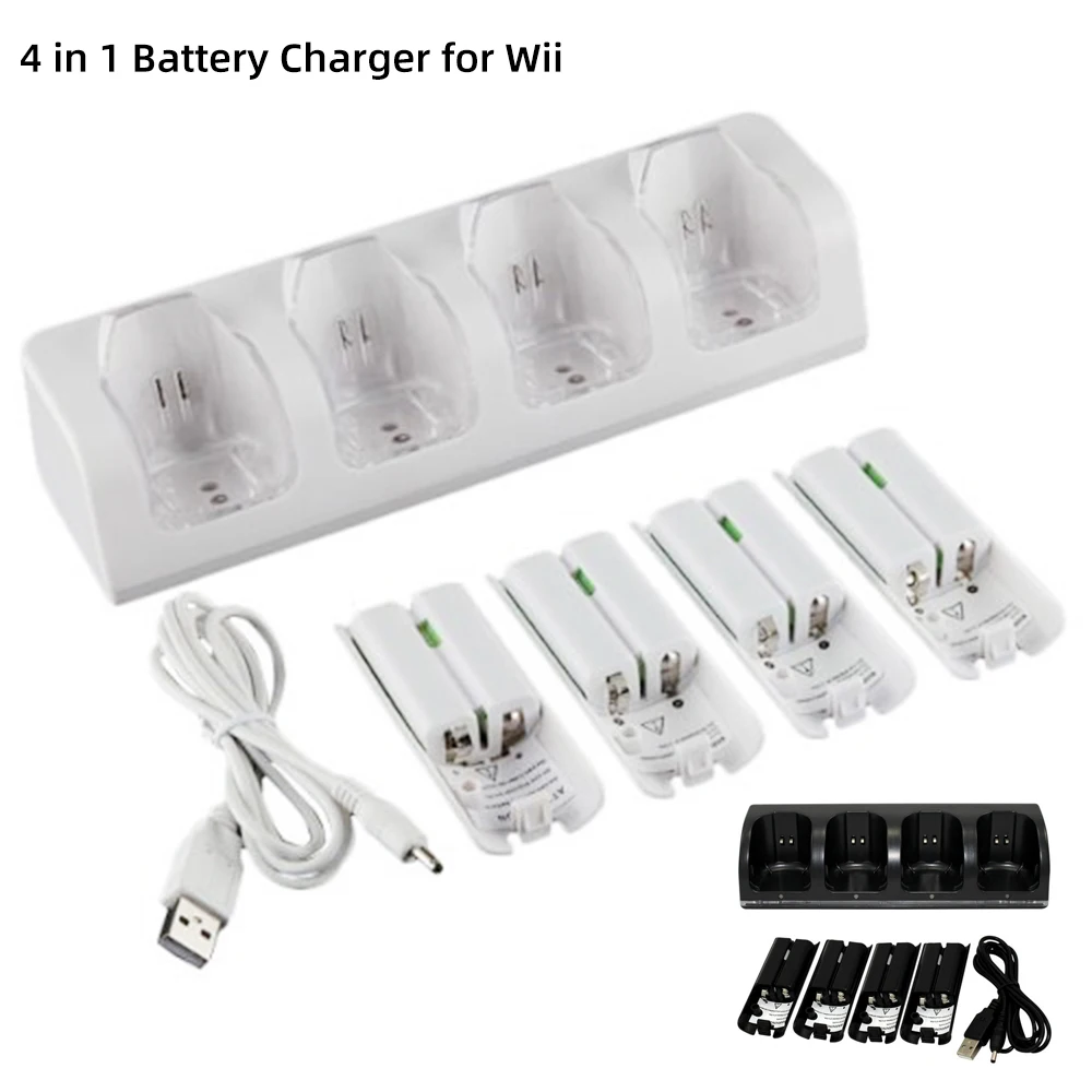 

4 In 1 2800mAh Charger Dock Rechargeable Battery For Wii Remote Controller With USB Cable Charge Station