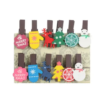 

10Pcs Party Decor Snowman Memo Paper Clips Mini Natural Wooden Photo Card Holder Office Paper Clamp for Christmas Wedding
