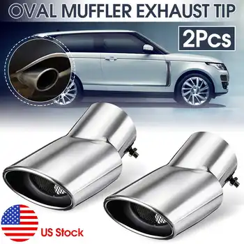 

2PCS Car Exhaust Muffler Tip Round Stainless Steel Pipe Chrome Exhaust Tail Muffler Tip Pipe Silver For Land Rover 2002 03-2010
