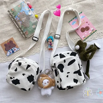 

Messenger Bag Cow Canvas Cell Phone Bag Chest Bag &canvas Width 15cm Height 19cm Thickness 5cm