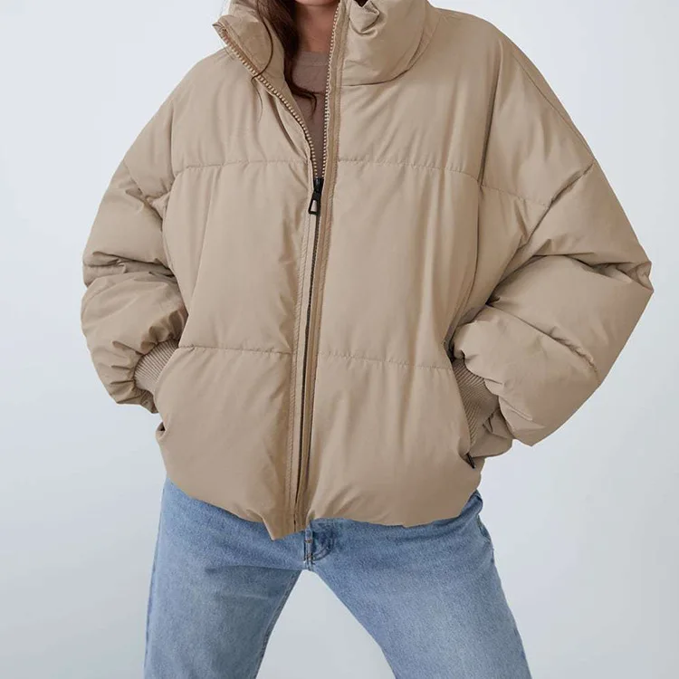 

Overplus of Goods Exported to Europe And US Women's 2019 Autumn And Winter New Style Fold-down Collar Long Sleeve Cotton Coat Co