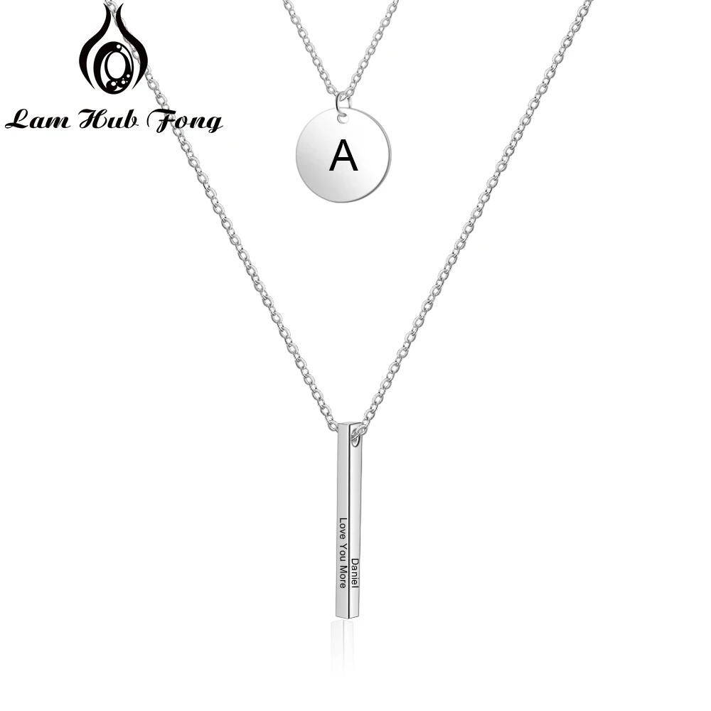 

Multi Layer Necklace Custom Name Personalized Bar Initial Necklace Women Choker Necklace Stainless Steel Jewelry (Lam Hub Fong)