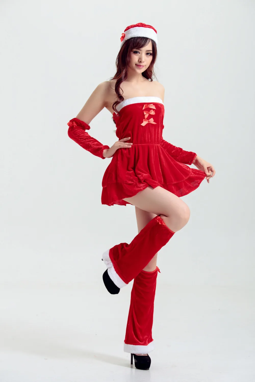 Аниме Костюм для взрослых женщин костюм Санта Клауса платье Плюшевые Косплей карнавальные вечерние Униформа Хэллоуин