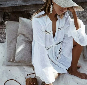 

DHL 20pcs Bikini Cover Up Lace Hollow Crochet Swimsuit Beach Dress Summer Ladies Cover-Ups Bathing Suit Beach Wear Tunic