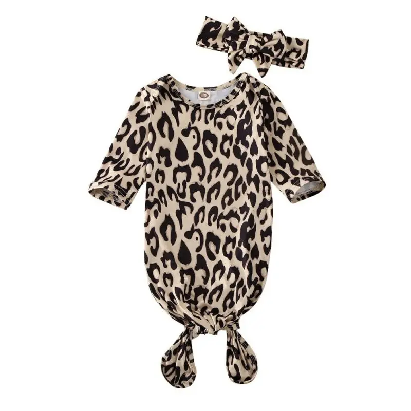 Хлопковое Пеленальное Одеяло для новорожденных спальный мешок с леопардовым принтом и длинными рукавами для маленьких мальчиков и девочек от 0 до 6 месяцев