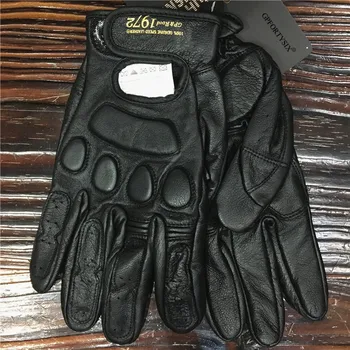 

DAIN GP Road Gloves Streetable Track Motorcycle Gloves Racing Vintage Classic Black Yellow Genuine Leather Gloves guantes moto