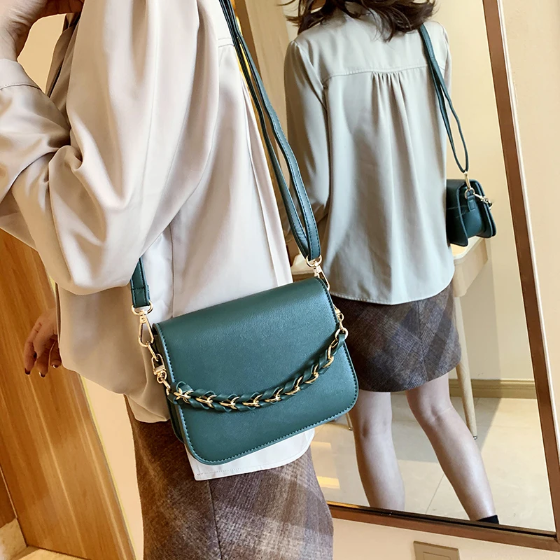 

Famous brand women's bag luxury handbag high grade magnetic buckle Black Green Brown women's one shoulder slant span bag