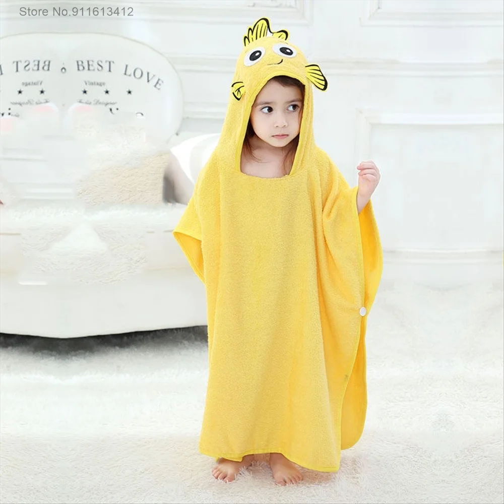 Blue Dinosaur Bath Towels Kids Soft Bathrobe Microfiber Hooded Children Robes Boys Girl Swimming 60x120cm Animal Print Towel