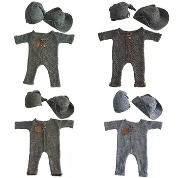 

3 Pcs/set Newborn Photography Props Suit Baby Boys Girls Clothes Hat Jumpsuit